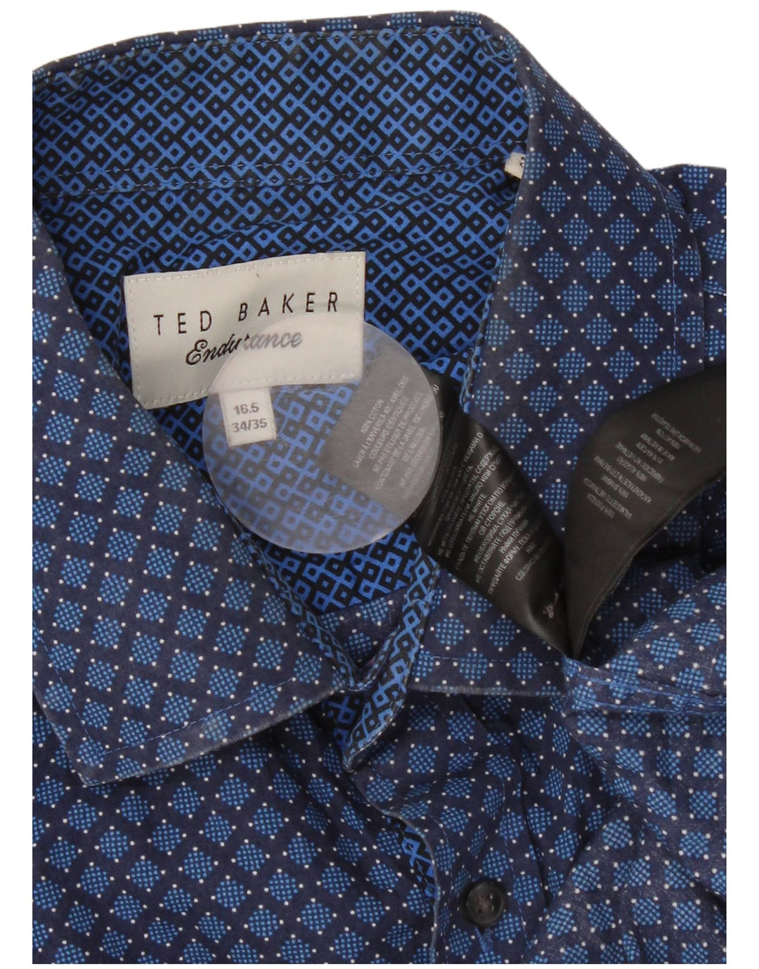 Ted Baker Herreskjorte str. 16 1/2 Large Blue Geometric Cotton