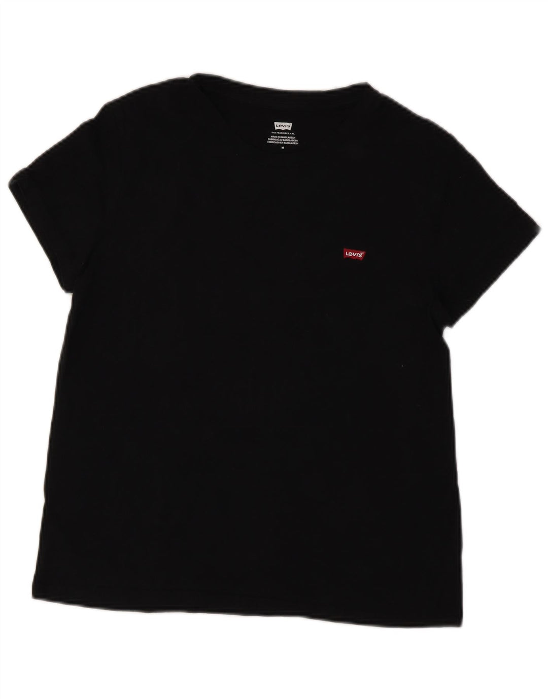LEVI'S Dame T-Shirt Top UK 12 Medium Sort Bomuld