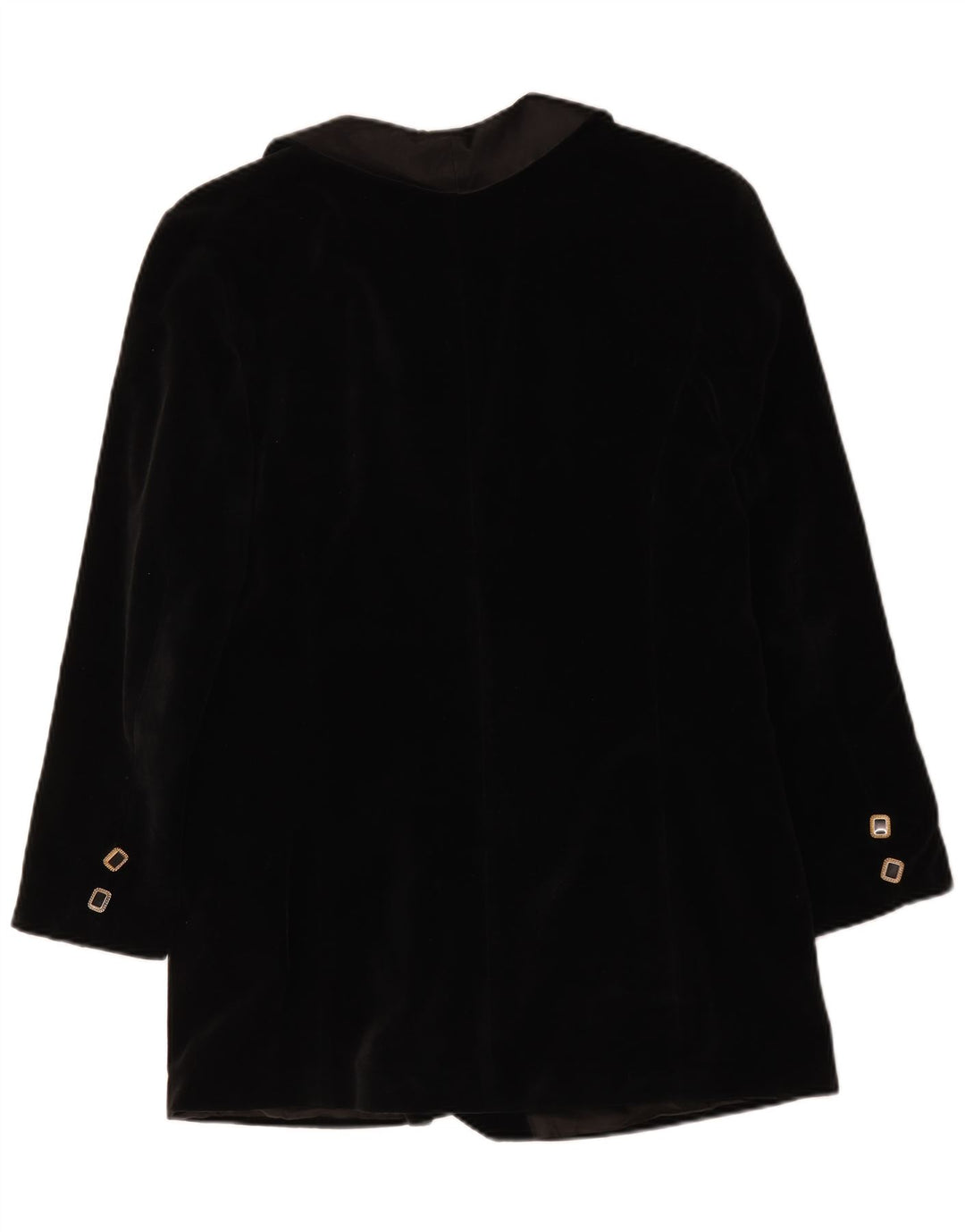 Vintage Dame Dobbeltradet Velvet Blazer Jacket UK 14 Medium Black