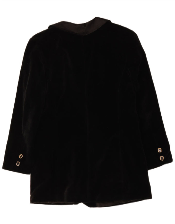 Vintage Dame Dobbeltradet Velvet Blazer Jacket UK 14 Medium Black
