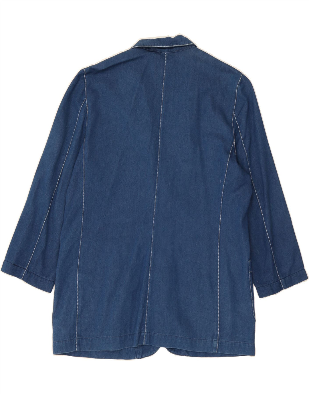 VINTAGE Womens 2 Button Blazer Jacket UK 14 Large Blue Cotton Vintage Vintage and Second-Hand Vintage from Messina Hembry 