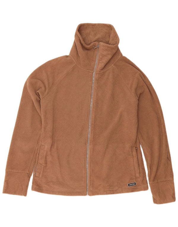 Calvin Klein Dame Grafisk Fleece Jakke UK 14 Medium Brun Polyester