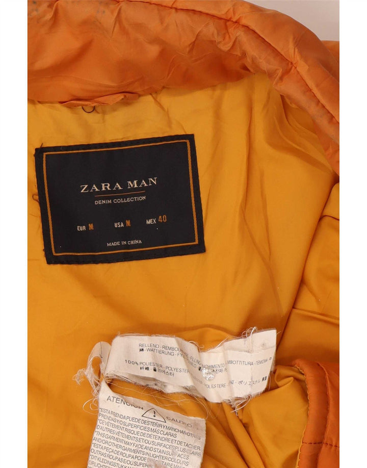 Zara Polstret Herrejakke UK 38 Medium Orange Colourblock Polyester