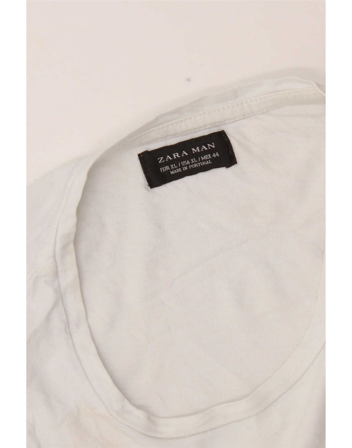 Zara Herre T-Shirt Top XL Grå Colourblock