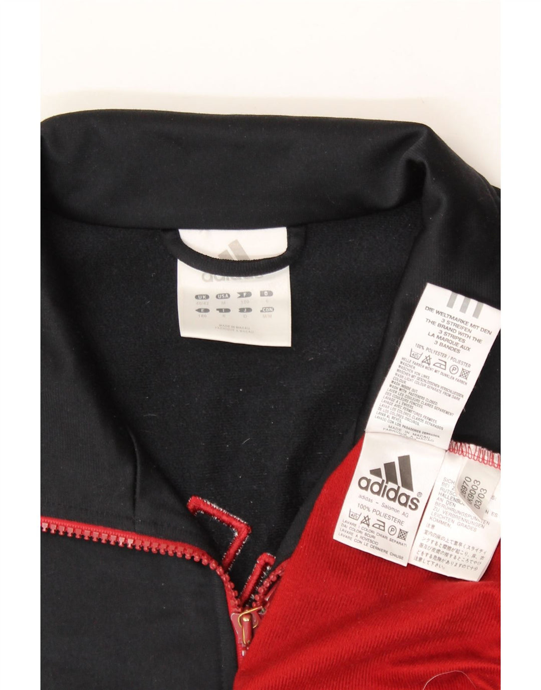 ADIDAS Mens Graphic Tracksuit Top Jacket UK 40/42 Medium Red Colourblock Vintage Adidas and Second-Hand Adidas from Messina Hembry 