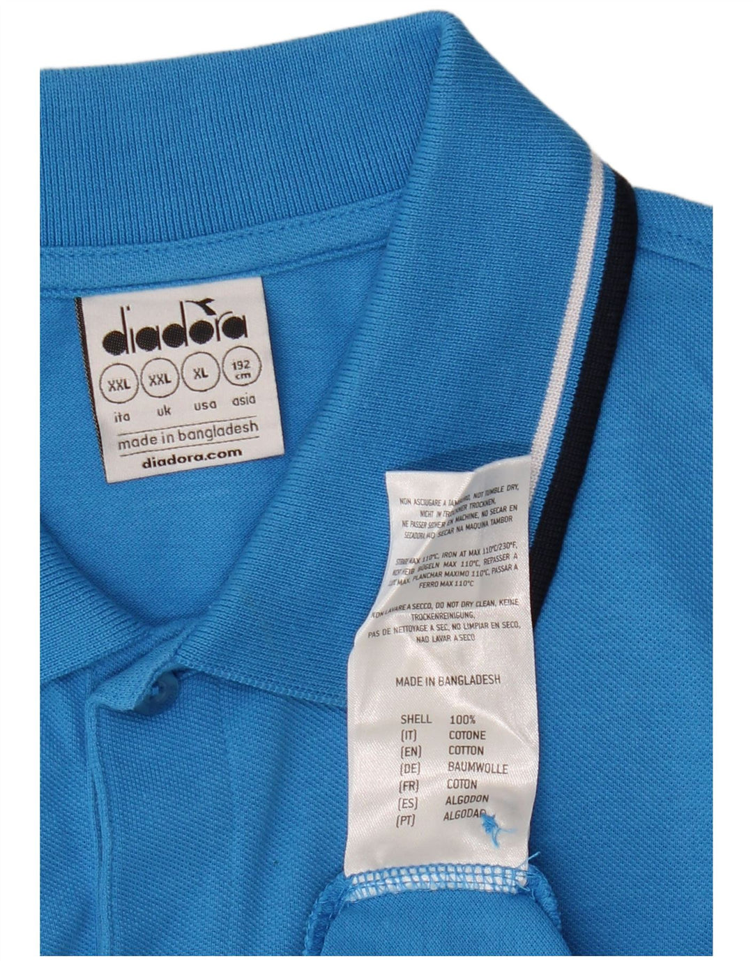 DIADORA Poloskjorte til mænd 2XL Blå Bomuld