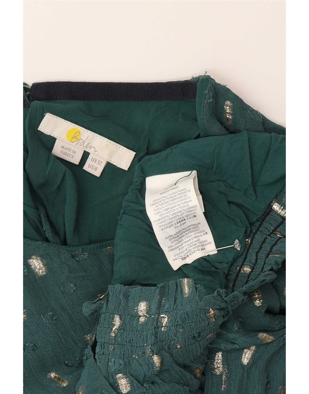 Boden Womens Crop Bluse Top UK 12 Medium Green Flecked Viscose