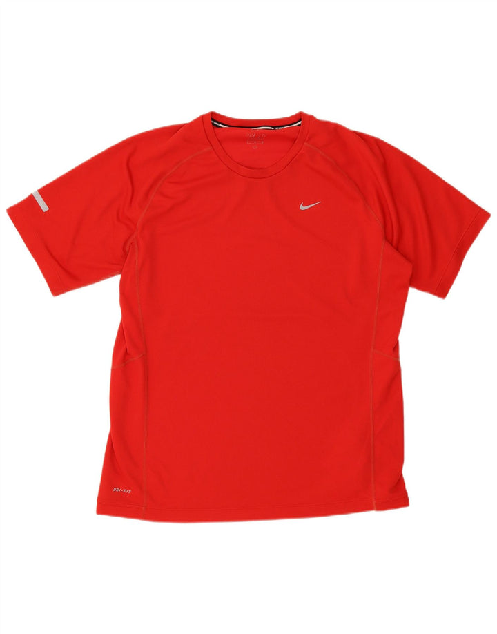Nike Herre Dri Fit T-Shirt Top Stor Rød Polyester