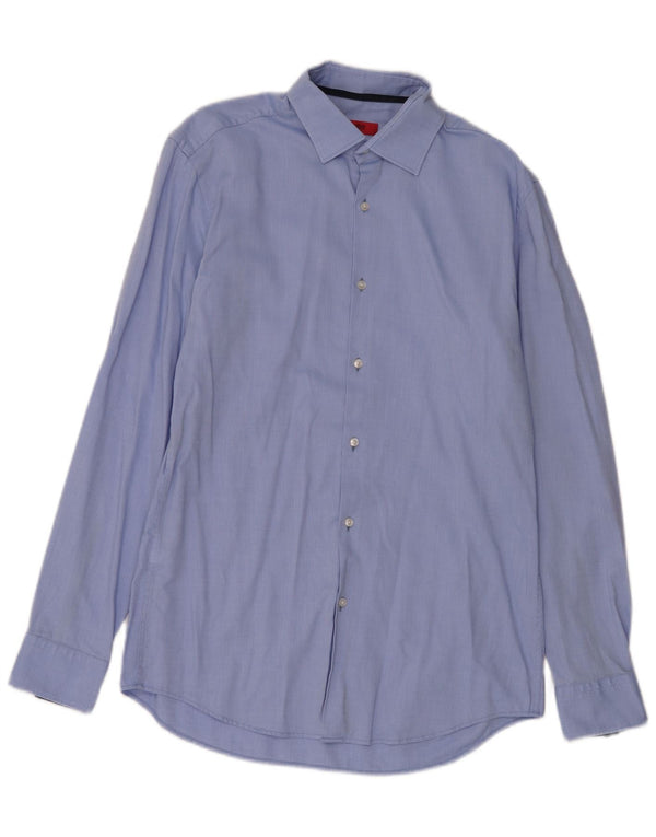 Hugo Boss Herre Slim Fit Skjorte Størrelse 39 15 1/2 Medium Blå Bomuld