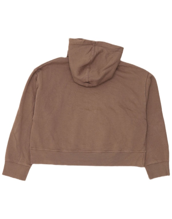 Zara Dame Hooded Relaxed Fit Hoodie Jumper UK 16 Stor brun bomuld