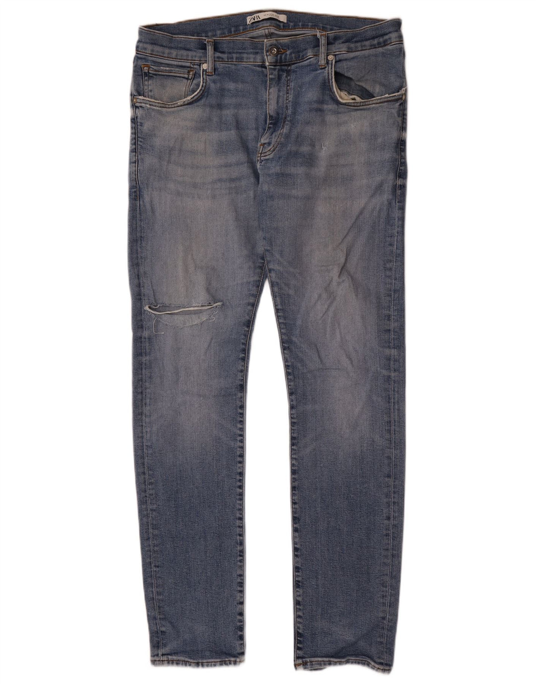 Zara Herre Distressed Slim Jeans EU 46 XL W36 L33 Blå