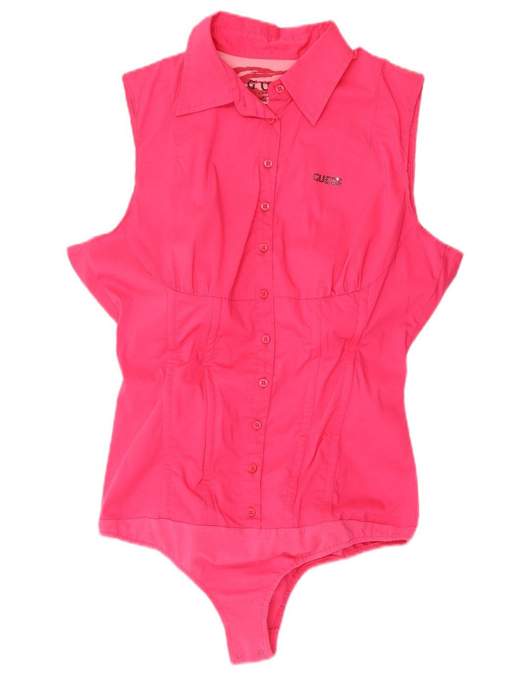 GUESS ærmeløs skjorte til kvinder Bodysuit UK 14 Medium Pink Bomuld