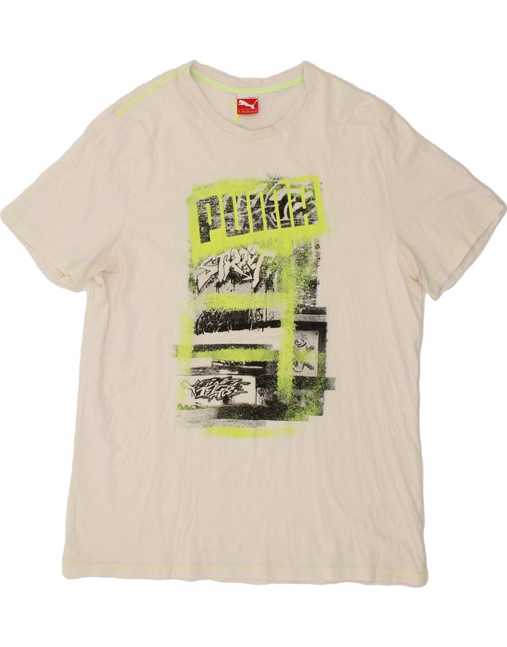 PUMA Mens Graphic T-Shirt Top XL White Cotton Vintage Puma and Second-Hand Puma from Messina Hembry 