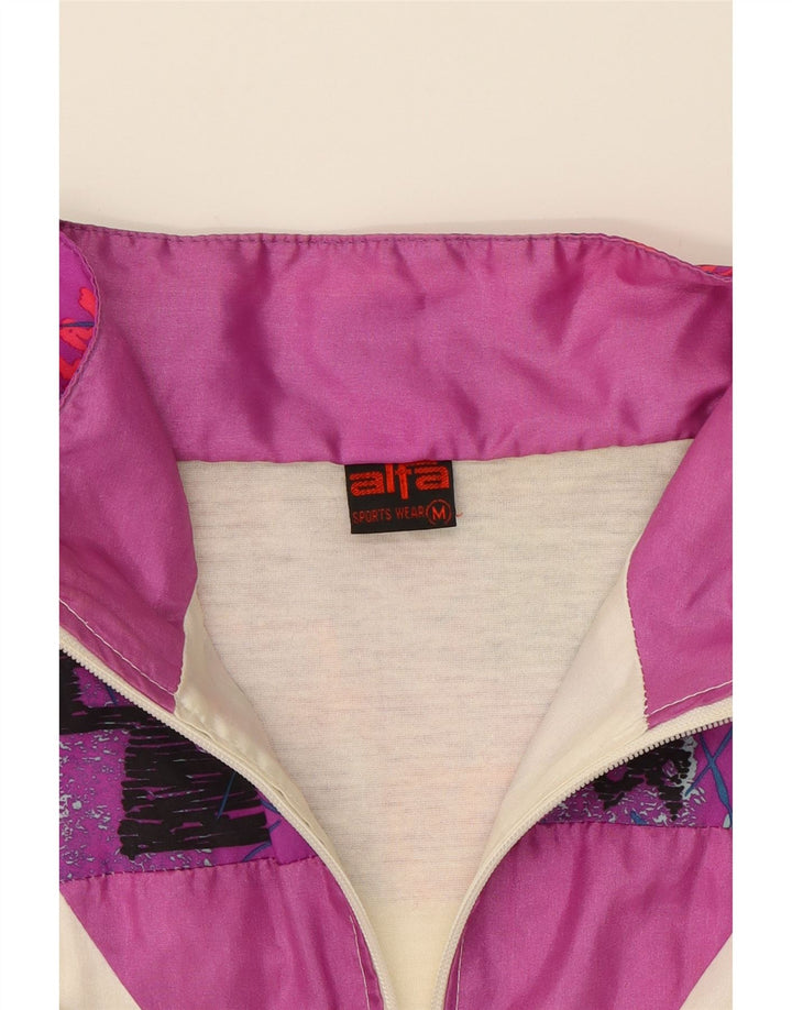 ALFA Womens Oversized Tracksuit Top Jacket UK 14 Medium White Colourblock Vintage Alfa and Second-Hand Alfa from Messina Hembry 