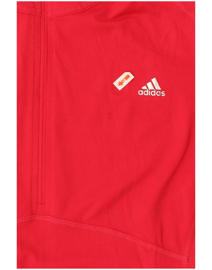 ADIDAS Dame Climalite Pullover med lynlås-hals træningsdragt Top UK 20/22 XL Rød