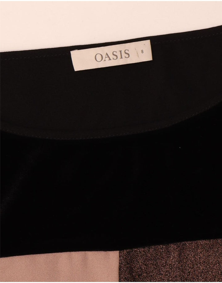 Oasis Damebluse Top UK 8 Small Black Colourblock Polyester