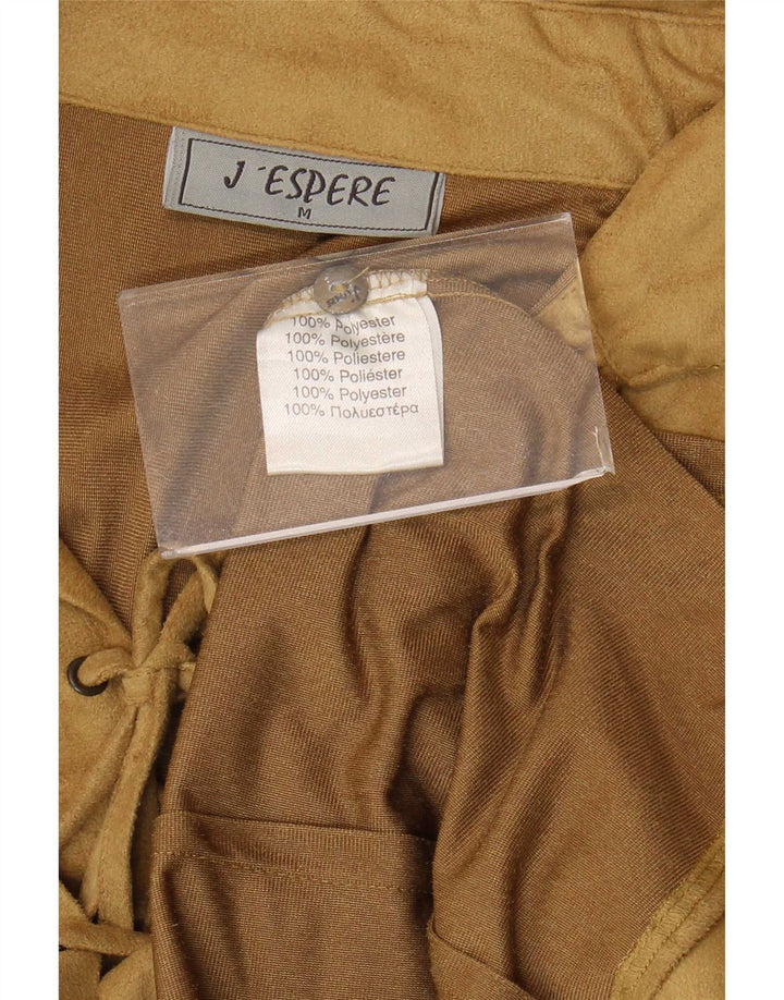Vintage Dame Pullover Shirt Bluse UK 14 Medium Brun Polyester