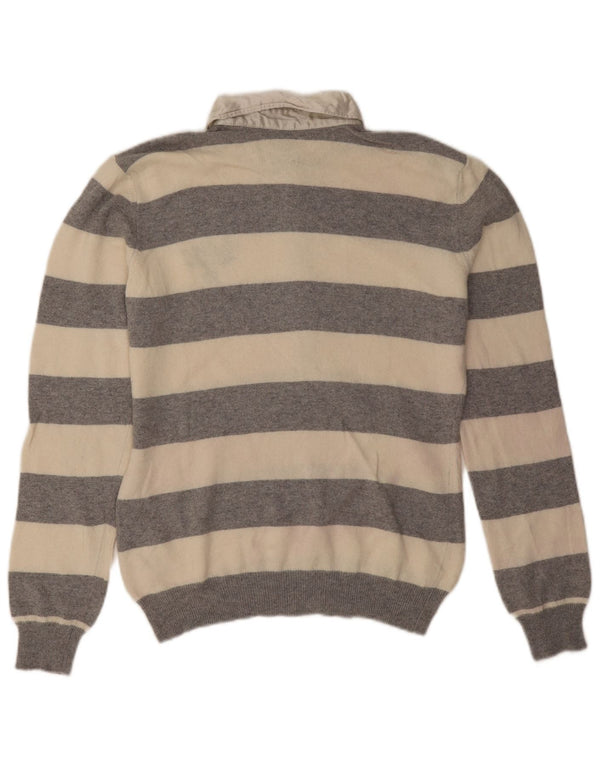 Murphy & Nye Dame Polo Neck Jumper Sweater UK 14 Stor Grå Stribet