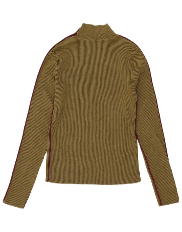 Zara Dame Top Langærmet UK 14 Stor Khaki Viscose