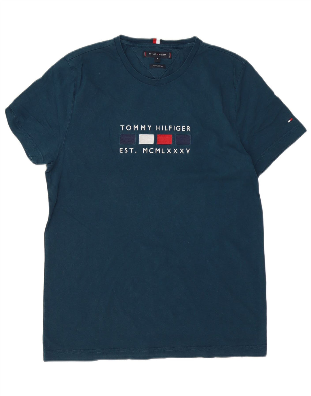 TOMMY HILFIGER Herre grafisk T-shirt top mellem marineblå bomuld