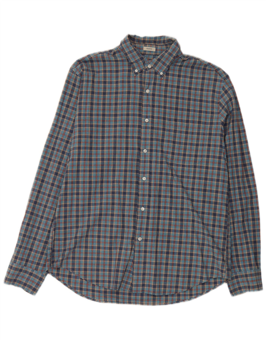 J. Crew Herre Classic Fit skjorte Stor blå ternet bomuld
