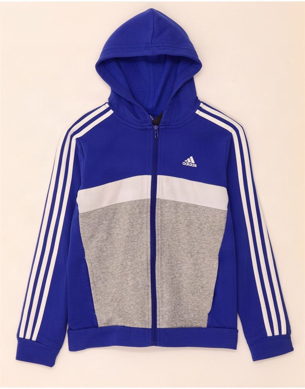 Adidas hættetrøje med lynlås til drenge 11-12 år Blå Colourblock Bomuld