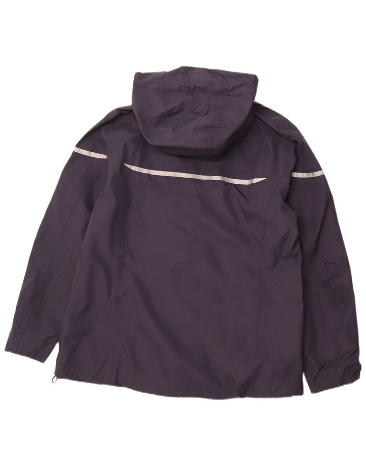 FAT FACE Womens Hooded Rain Jacket UK 14 Large Navy Blue Polyester