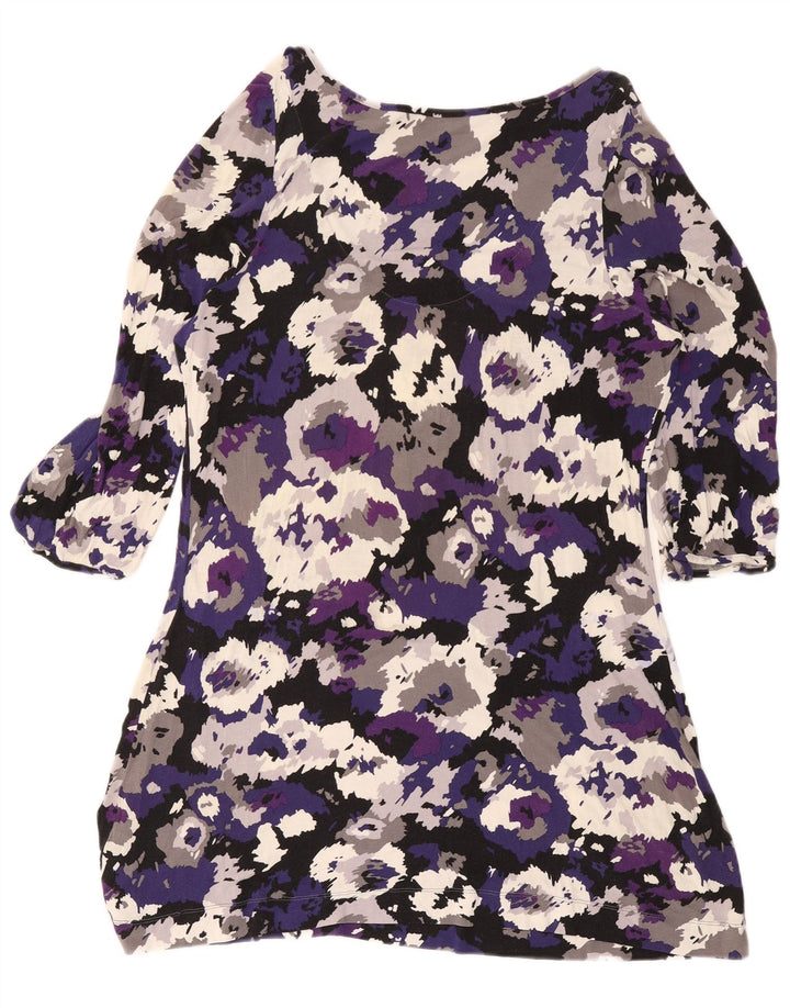 Marks & Spencer 3/4 ærmet basiskjole til kvinder DK 16 Stor lilla camouflage
