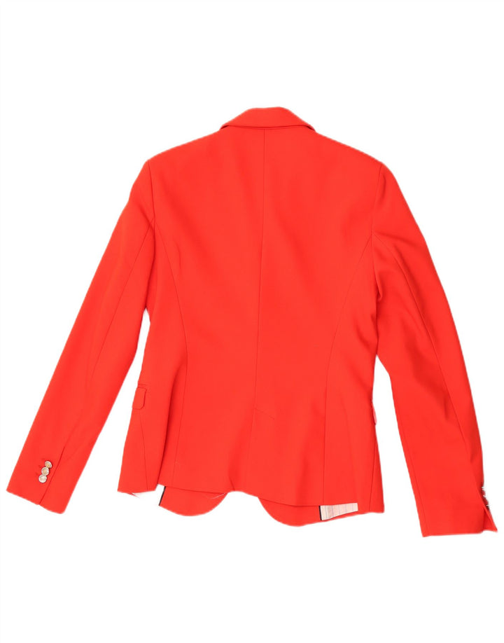 Zara Dame 1 Knap Blazer Jacket UK 12 Medium Red Acetate