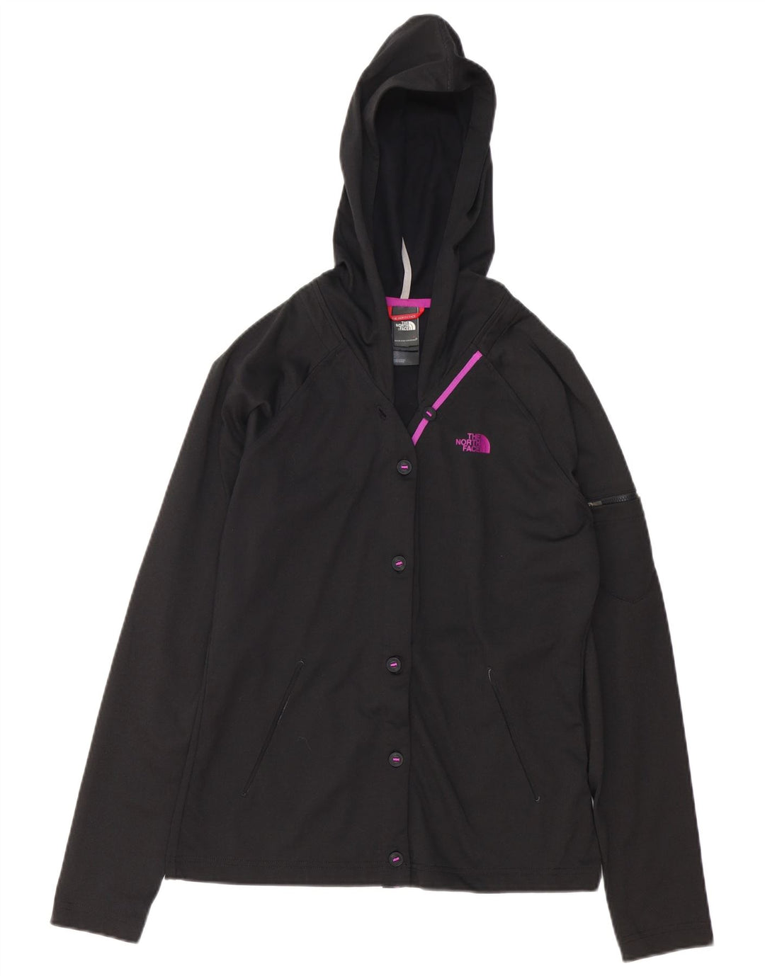 The North Face Dame Hooded Tracksuit Top Jacket UK 14 Medium Black
