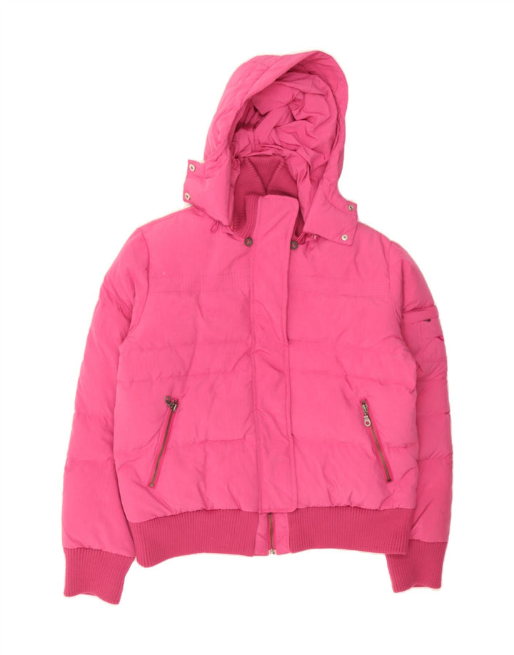 DIADORA Womens Hooded Bomber Padded Jacket UK 16 Large Pink Polyester Vintage Diadora and Second-Hand Diadora from Messina Hembry 