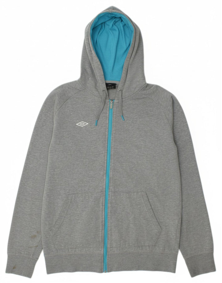 UMBRO Mens Zip Hoodie Sweater Medium Grey Cotton