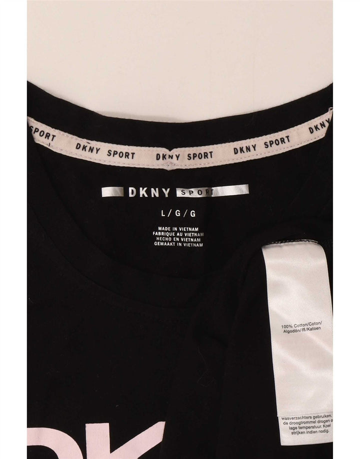 Dkny Dame Grafisk Vest Top UK 16 Stor Sort Bomuld