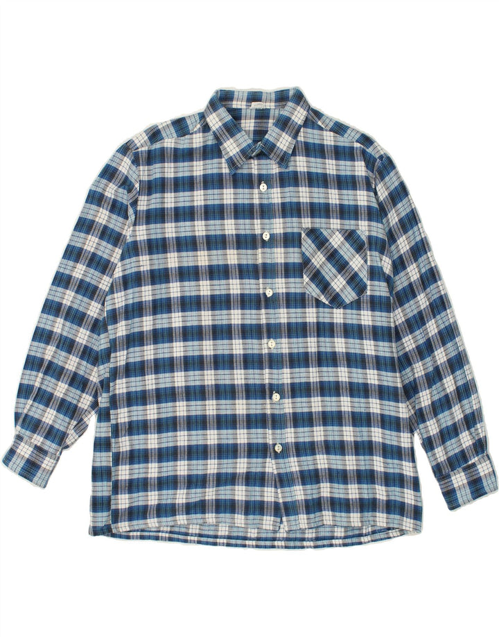 VINTAGE Mens Shirt Large Blue Check Cotton | Vintage Vintage | Thrift | Second-Hand Vintage | Used Clothing | Messina Hembry 