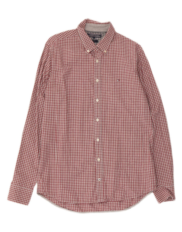 Tommy Hilfiger Herre Slim Fit Skjorte Large Red Gingham