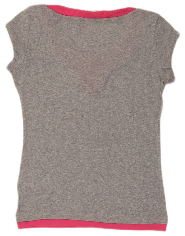 Champion Womens Heritage Fit T-Shirt Top UK 12 Medium Grey Colourblock