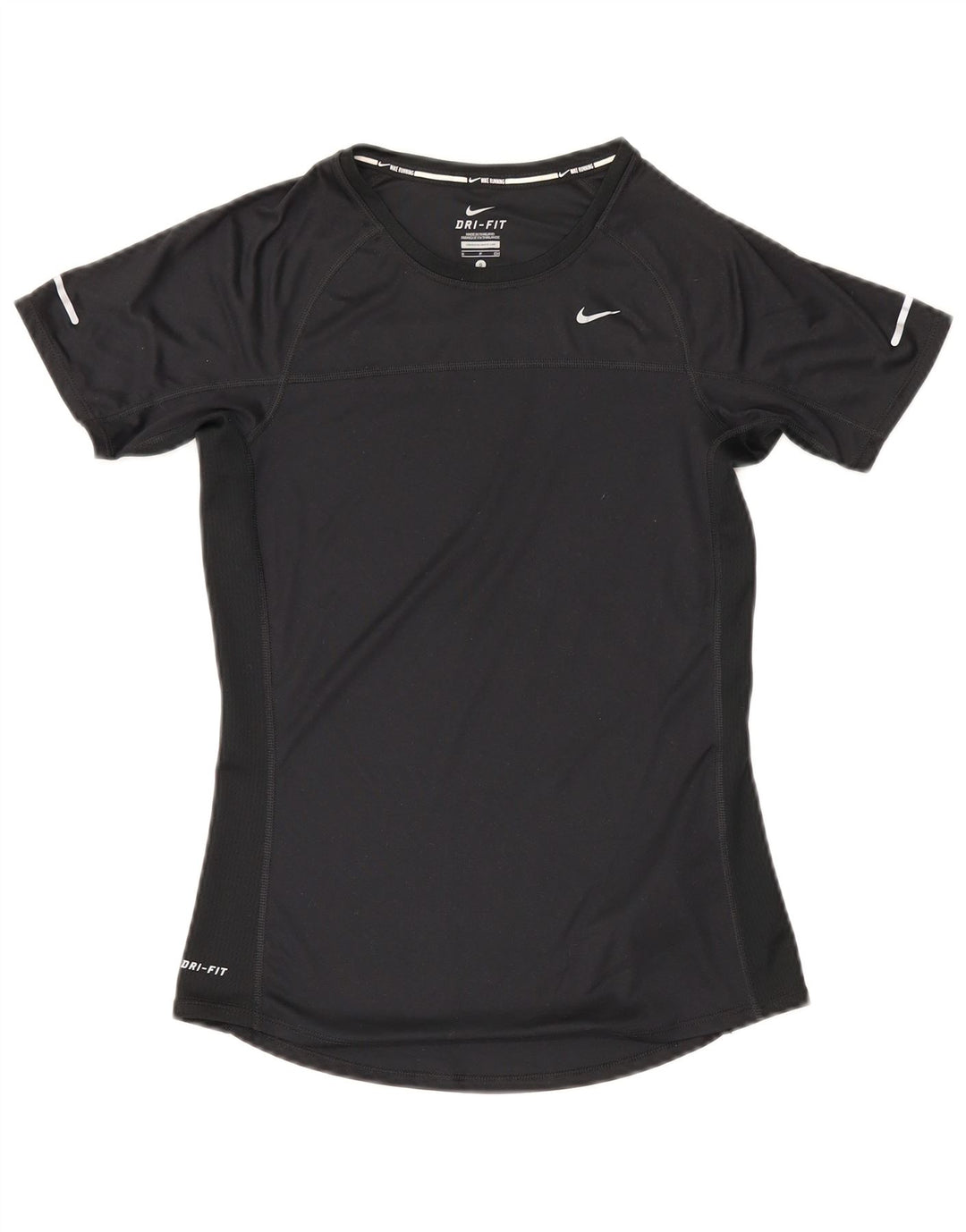 Nike Dame Dri Fit T-Shirt Top UK 10 Small Black Polyester