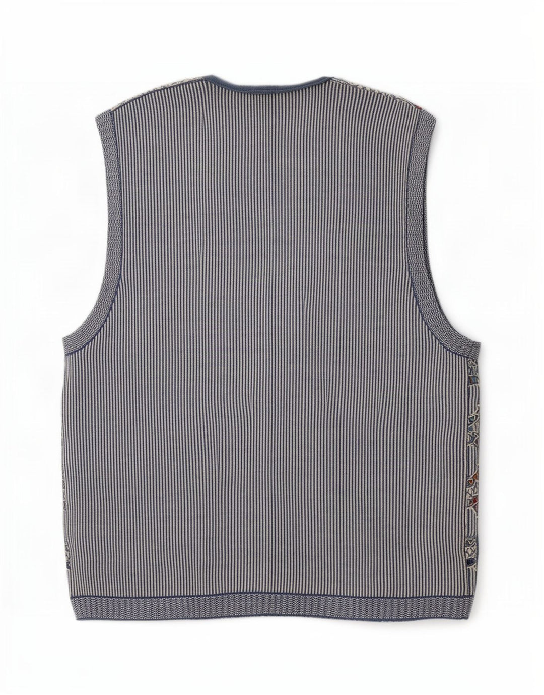 Vintage herre ærmeløs cardigan sweater Medium Blue Geometric