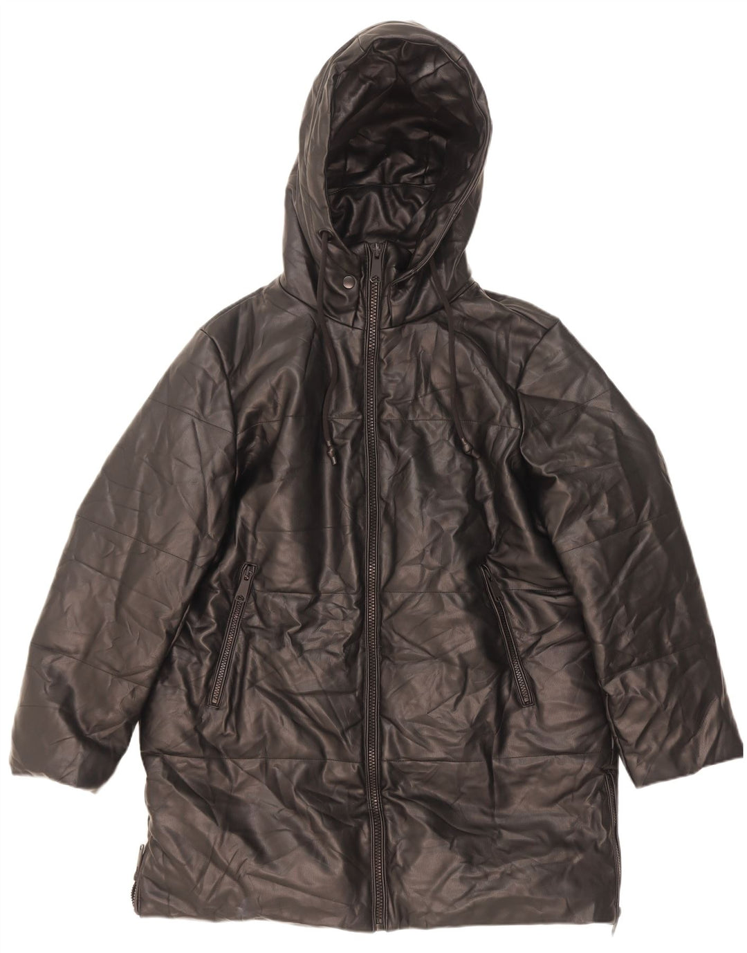 Zara Herre Oversized hættepolstret frakke Medium sort polyester
