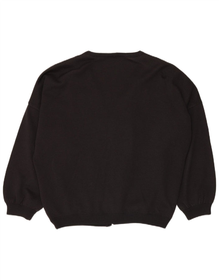 Vintage herre grafisk cardigan sweater 3XL grå patchwork viskose