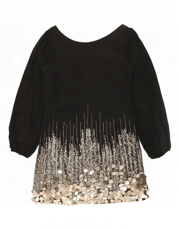 Karen Millen Dame Langærmet Tunika Kjole UK 10 Small Black Silk