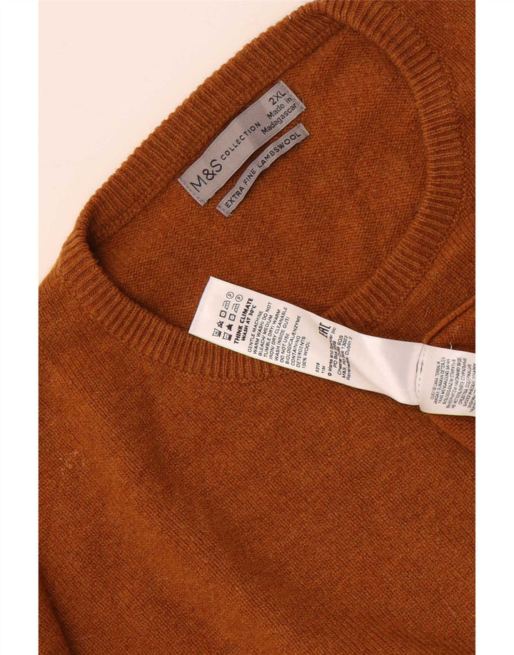 Marks & Spencer Herre sweater med rund hals 2XL brun uld