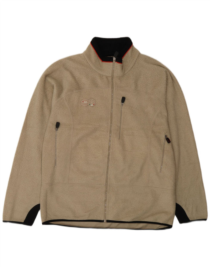 Fila Herre Fleecejakke UK 44 2XL Beige Colourblock Polyester