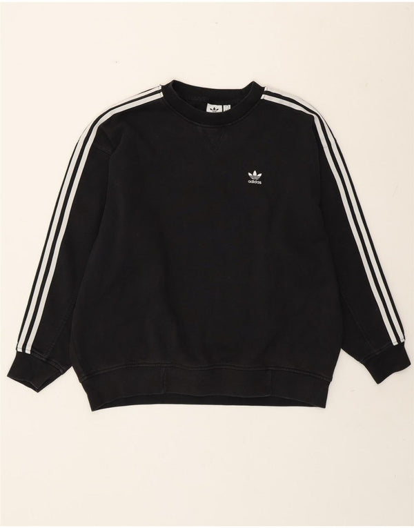 Adidas Dame Oversized Sweatshirt Jumper UK 6 XS Sort Bomuld