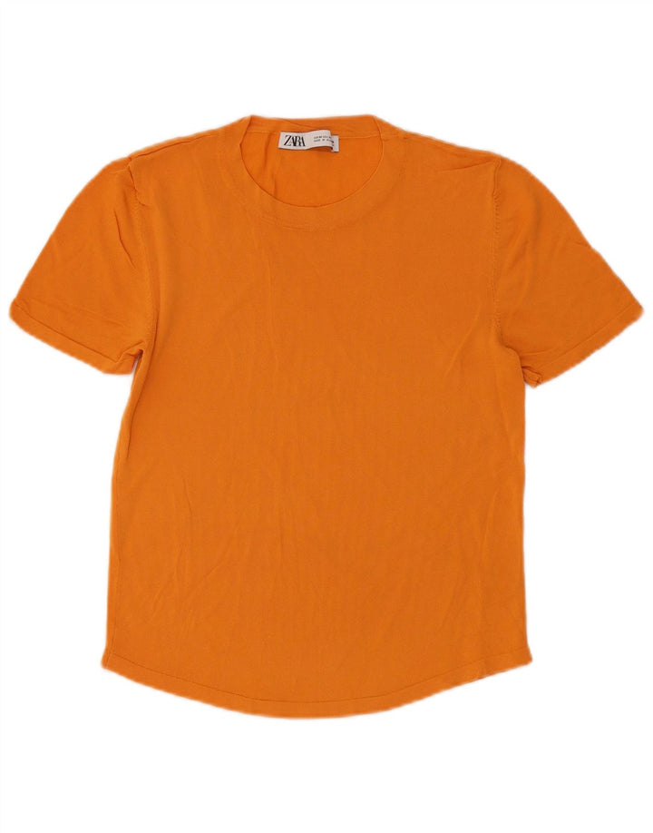 Zara T-Shirt Top UK 12 Medium Orange