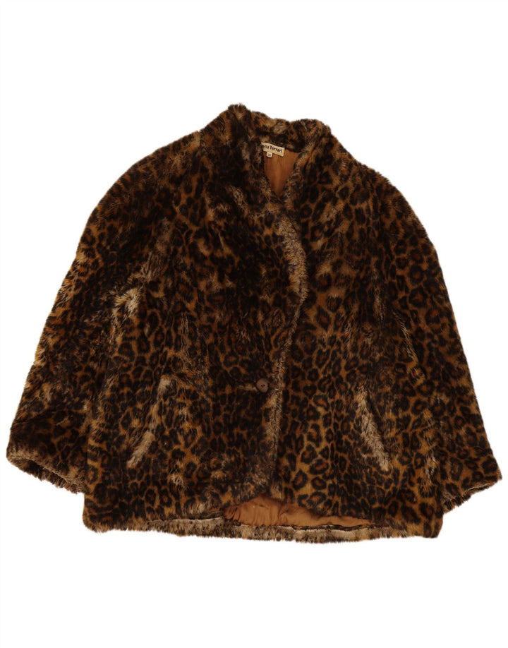 Delia Ferrari Dame Oversized Jacket IT 41 Medium Brown Animal Print