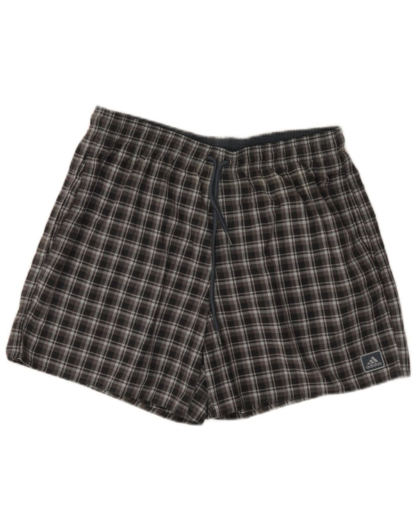 Adidas Mens Sport Shorts Medium Black Check Polyester