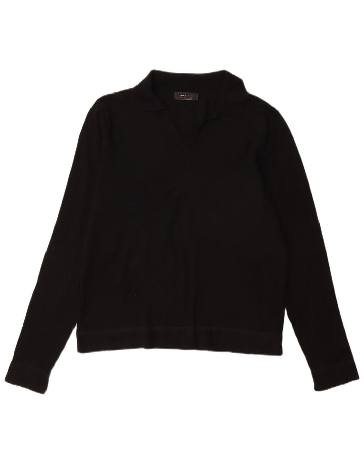 ZARA Herre Polo Neck trøje Sweater Large Sort