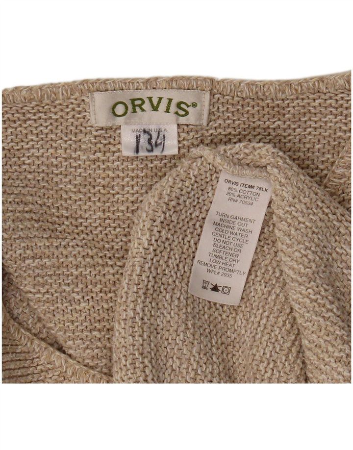 ORVIS Dame V-hals sweater UK 10 Small Beige Bomuld