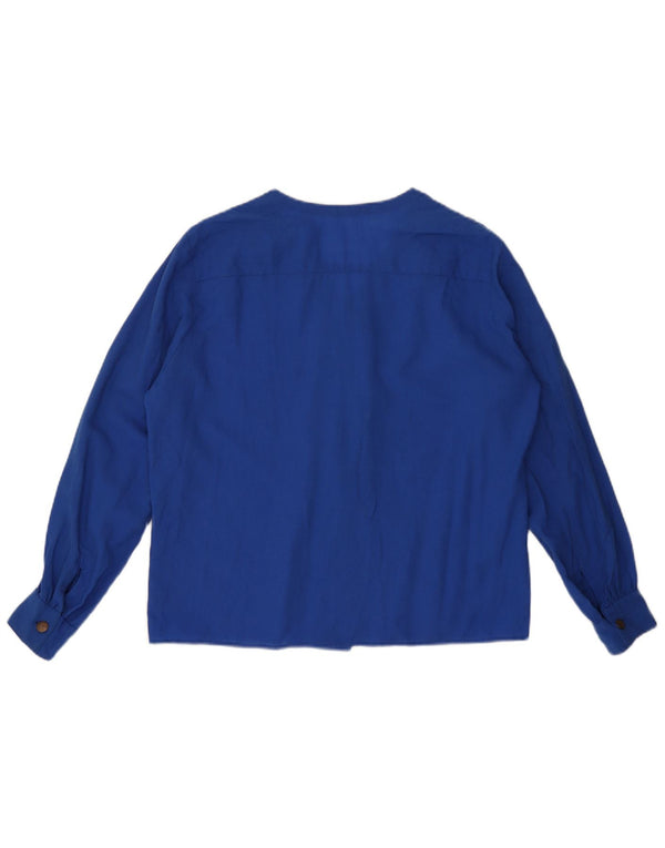 Vintage Womens Shirt Blouse UK 16 Large Blue